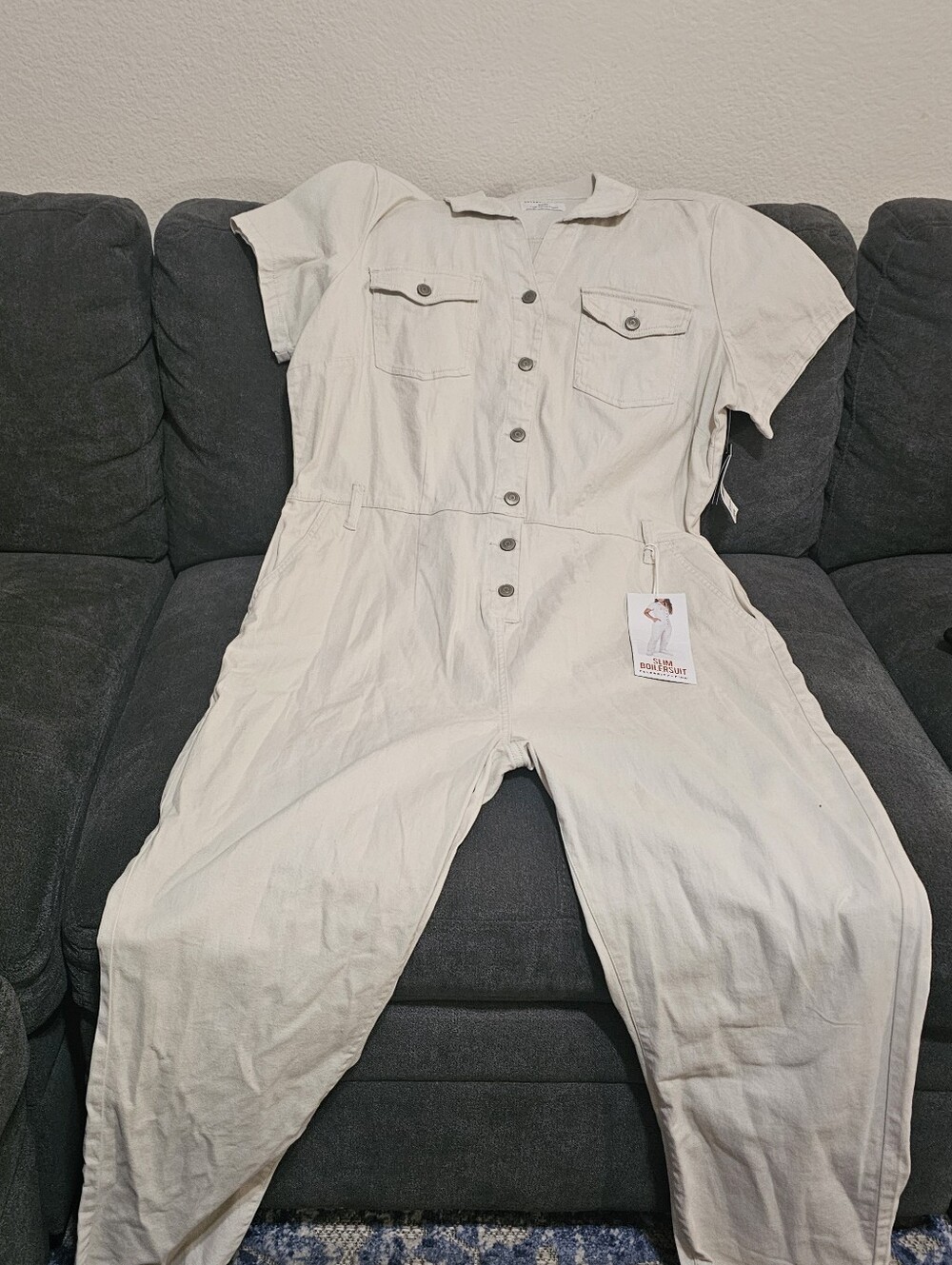 Celebrity Pink Short-Sleeve White Button-Front Jumpsuit - Picture 8 of 10